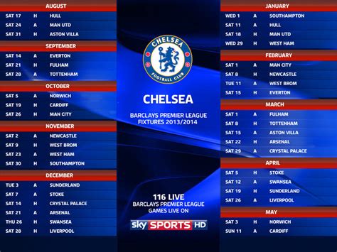 Chelsea FC Fixtures & Results 2024/2025 .